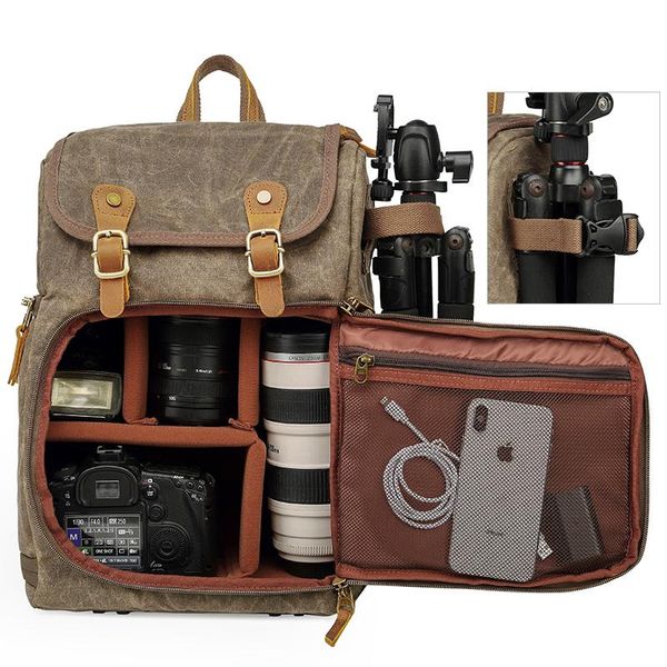 

backpack large capacity front open waterproof slr camera canvas rucksack travel bag dslr