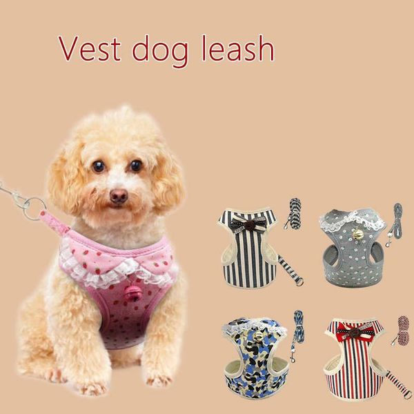 

dog collars & leashes pet harness leash adjustable cat vest set walking leads polyester chest strap for small medium