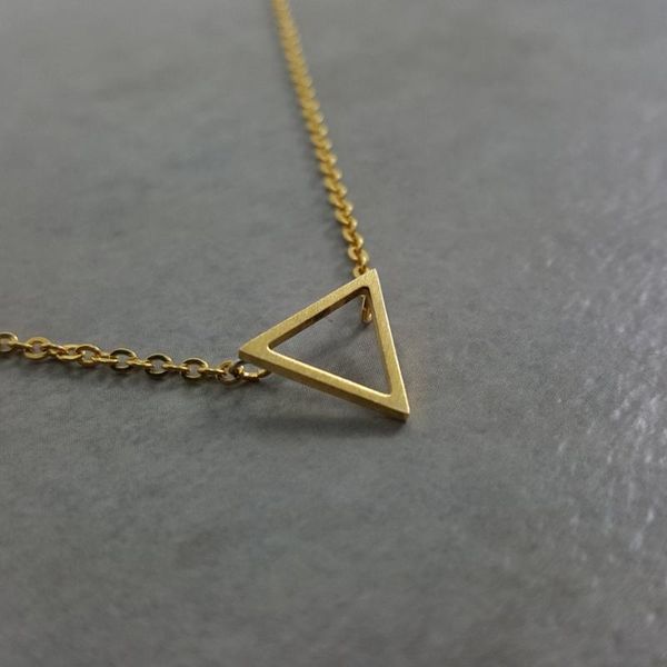 

minimalist geometric triangle pendant necklaces for women vintage jewelry stainless steel gold chain collier femme bijoux, Silver