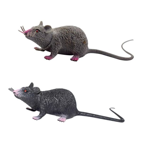 

2pcs realistic mice spooky rat prank creepy decor medium size (black, gray) cat toys