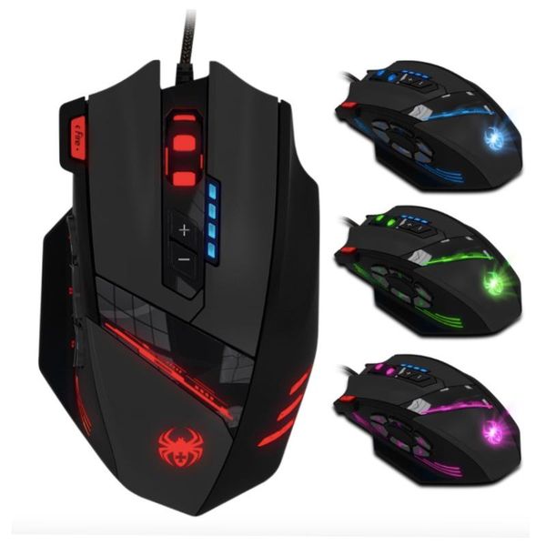 

mice potable usb wired 4000dpi 12 buttons unique optical gaming mouse led backlight for home office