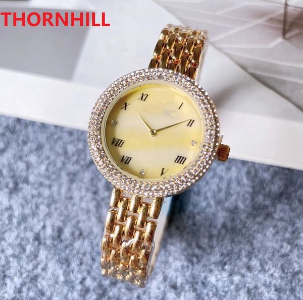 Top-Qualität schönes Modell Mode Dame Strass Uhr voller Edelstahl kausalen Frauen Uhr Diamanten Ring Armbanduhren Luxus weibliche Uhr