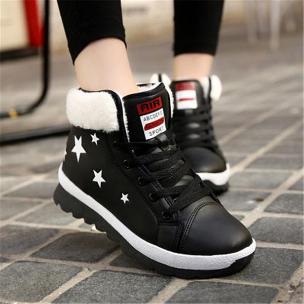 

boots olomlb ladies snow flat laces winter large size thick bottom warm shoes 2021 fur suede ankle women, Black