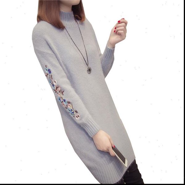 

autumn womens sweater winter women cashmere turtleneck loose embroidery knit warm long sweaters plus size casual female pullovers 3xl, White;black