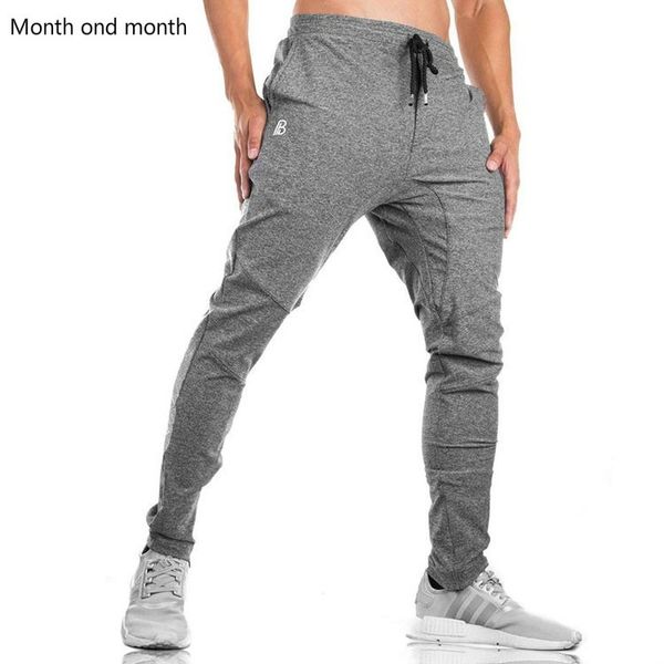 

autumn casual pants men sweatpants gym training jogging pants pocket cotton joggers sportswear brand elasticity fitness trousers 210406, Black