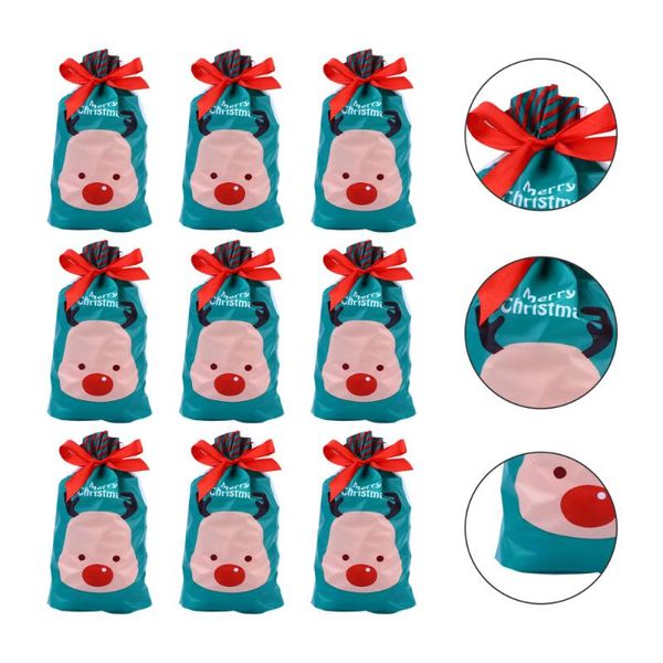 

gift wrap 10pcs christmas bakery bags drawstring dark green elk storage pouch