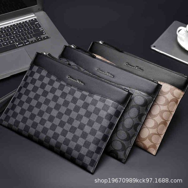 

handbag men's bag brand large capacity envelope high-end 2021 fashion, Black;red