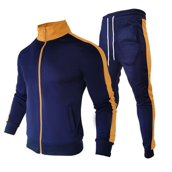 

men's tracksuits 2021 trend of foreign trade color combining casual male suit sports two leg warmers korean clothes, Gray