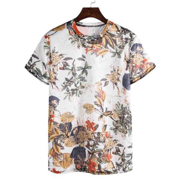 

summer round neck decor short sleeve t-shirt slim fit men's pullover fashion, White