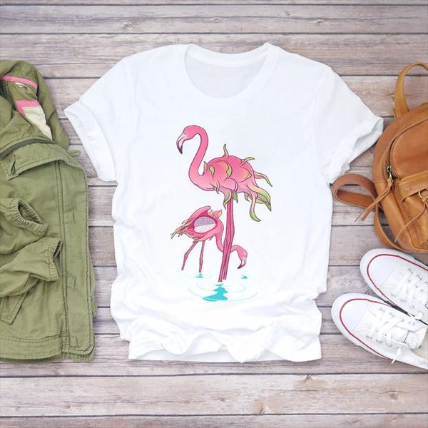 

men cartoon flamingo fruit mens beach cute summer ladies graphic female tee, White;black