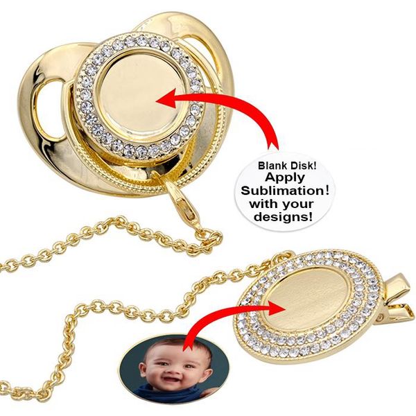 Настроить Sublimation Bling Pacifier с клипми Ожерелье Кристаллы Party Basure для Baby Manthake Brethday Gift WLL1000