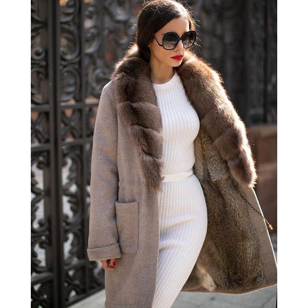 

women's wool & blends malina fashion loose faux fur collar coats women elegant drawstring jackets pockets autumn winter ladies, Black