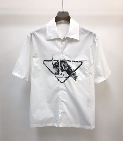 

summer new mens designer shirts fashion exquisite print design short-sleeved casual shirts us size loose edition men luxury turtleneck singl, White;black