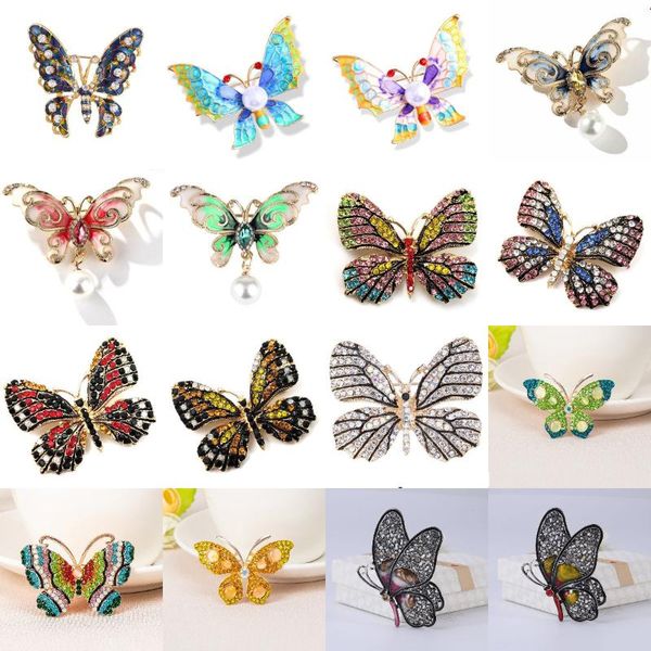 

pins, brooches elegant charm butterfly animal pearl brooch women rhinestone large jewelry colorful insect pins vintage fashion gifts, Gray