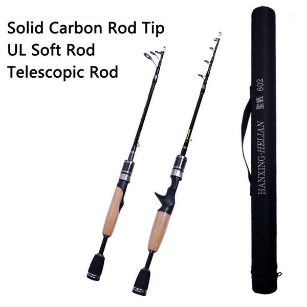 

boat fishing rods carbon ul ultra light solid tip rod portable spinning casting lure pole with bag tackle -40