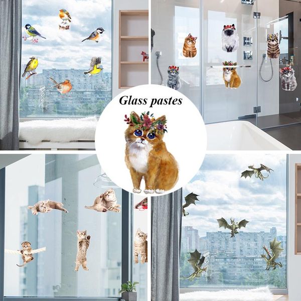 

wall stickers colorful window waterproof animal glass pvc removable electrostatic room decor