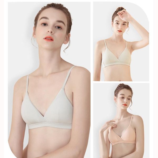

bras cotton underwear for women pure triangle cup without steel ring comfortable and seamless lady brassiere female solid bralette, Red;black