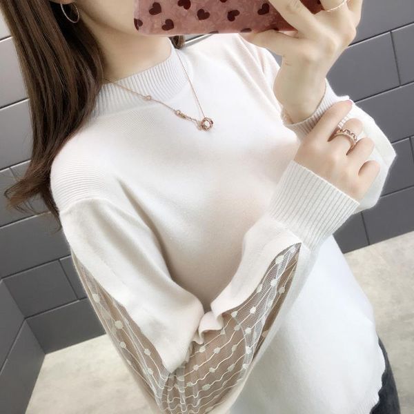 

9 99211 floor, district 4, womens sweaters 20 actual shooting of wear lace sleeves, autumn and solid winter undercoat 29, White;black