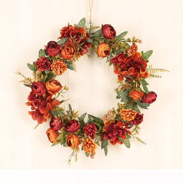 

artificial wreath indoor outdoor decoration wall door hanging pendant silk flower ornaments rose wreathes home festival garnish decorative f