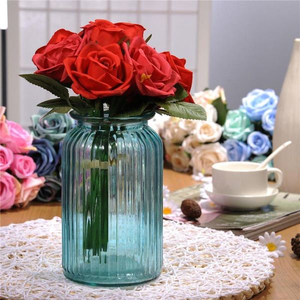 

1pcs simulation rose flower bouquet silk artificial decoration bridal decor decorative flowers wedding ar & wreaths