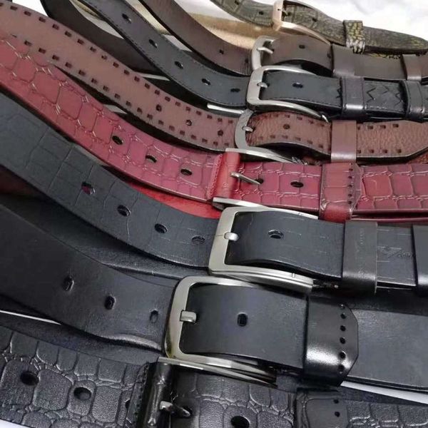 

special price layer tree cream leather leisure pin buckle belt men's business clearance, Black;brown