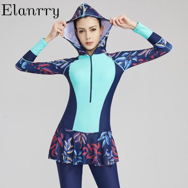 

women sport swimwear one piece swimsuit long sleeves padded beach wear zipper print bathing suit surfing rashguards one-piece suits