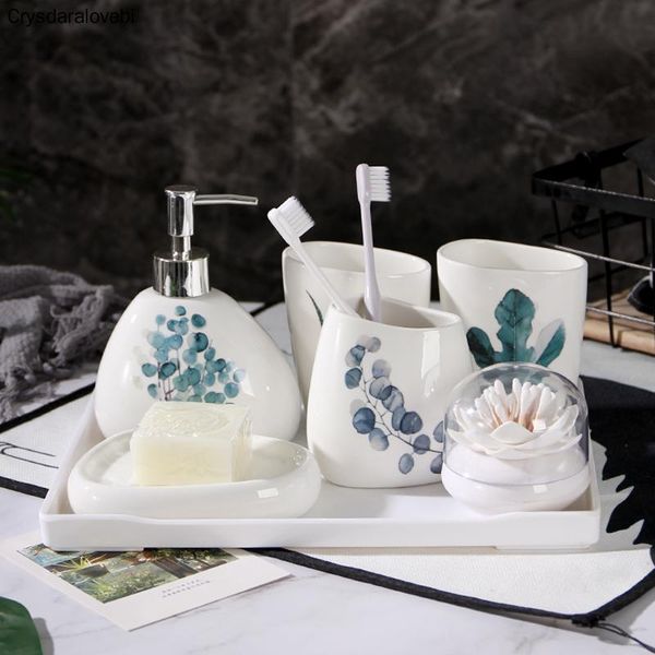 

nordic ceramic 6pcs bathroom set or single accessories toothbrush holder emulsion bottles latex bottles/wedding gift/melamine bath accessory