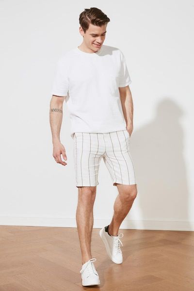 

trendyol male striped pockets shorts & bermuda tmnss21sr0226 men's, White;black