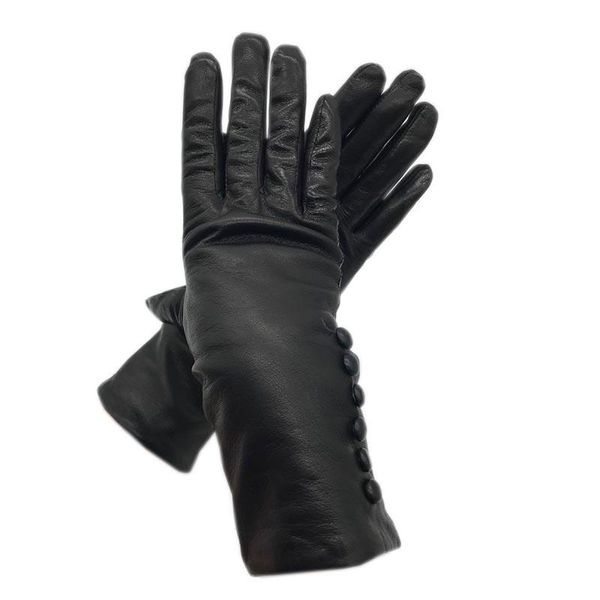 

five fingers gloves 2021 ladies sheepskin leather fashion winter warm beautiful real driving, Blue;gray