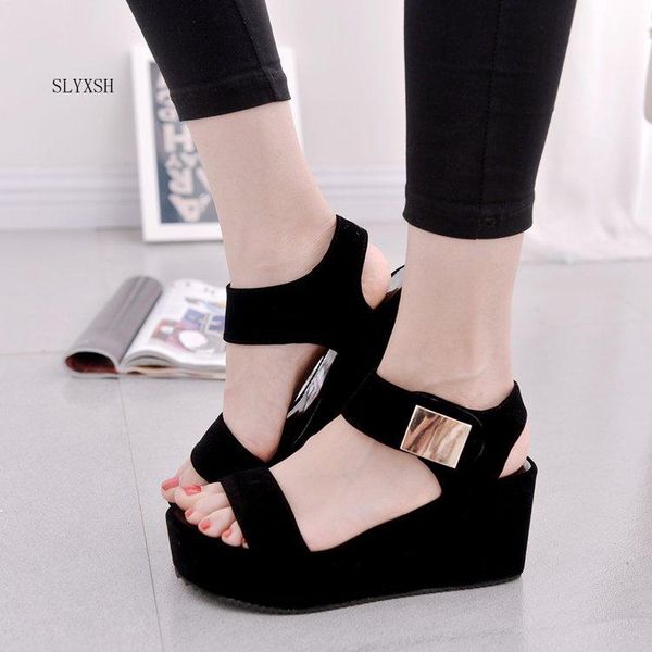 

sandals women summer shoes woman wedges platform fashion fish mouth rome white black pure color