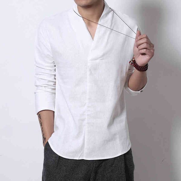 

men's casual shirts men linen chinese style mandarin collar traditional kung fu tang social shirt soft loose summer clothing 5xl a, White;black