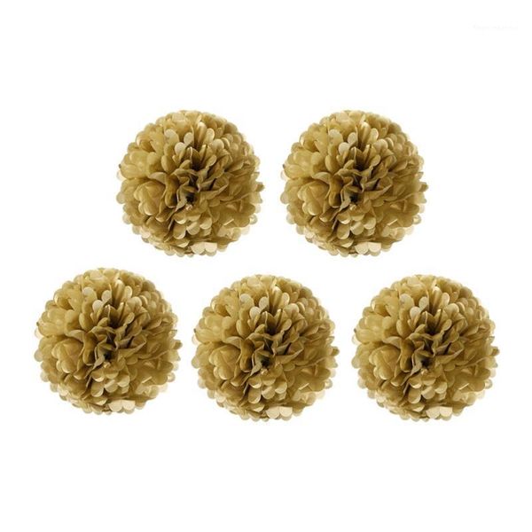 

5pcs paper ball gold tissue reusable flower balls for garden wedding party decorative flowers & wreaths1