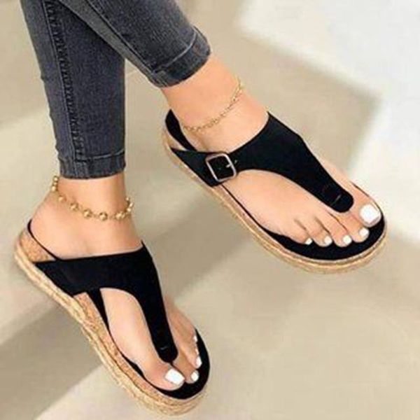 

summer women sandals british fashion flip flops cork trend men outdoor slippers 2021 shoes, Black