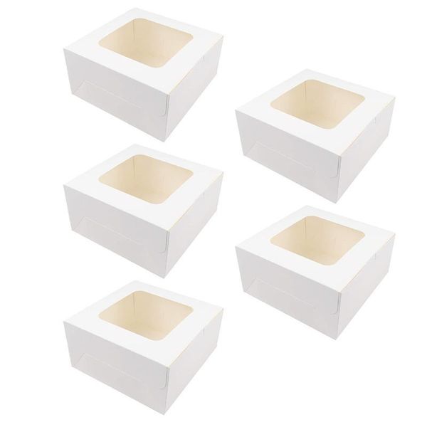 

5pcs dessert boxes cake package with window pastry (white) gift wrap