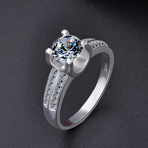 

cluster rings 2021 arrival s925 sterling silver fashion ring with natural cubic zircon luxury jewelry for women wedding gift, Golden;silver