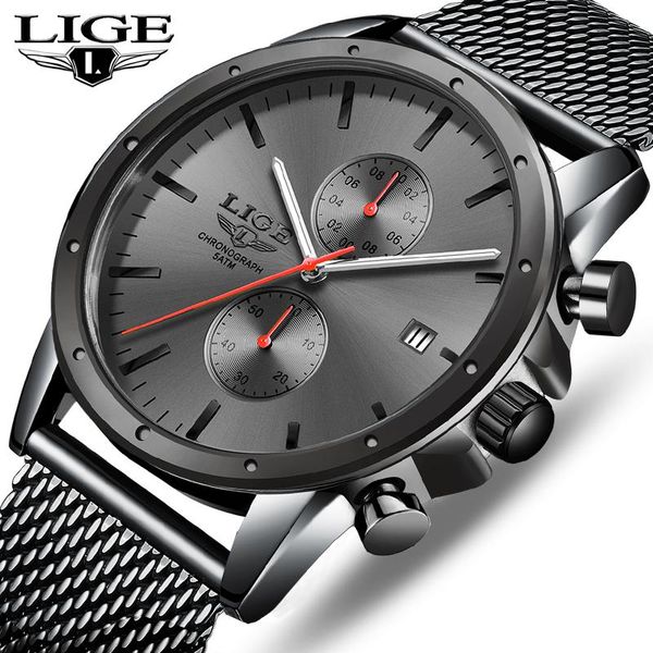 

wristwatches 2021 lige black casual mesh belt fashion quartz gold watch mens watches waterproof clock relogio masculino, Slivery;brown