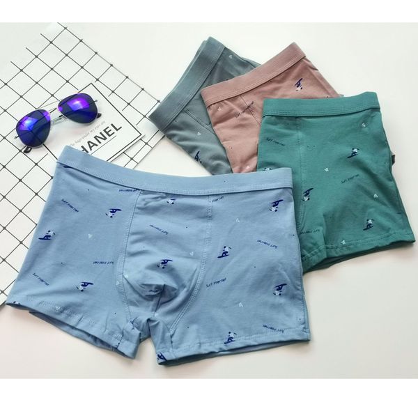 

rose childe men's cotton medium waist flat underwear fashion printed boxer, Black;white