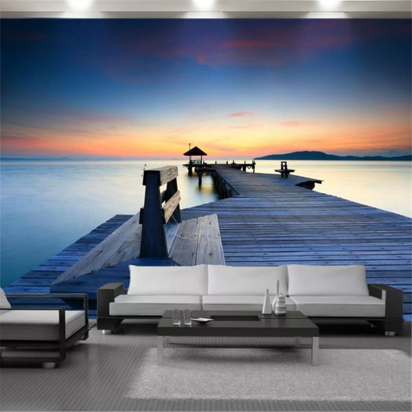 3D paisagem papel de parede linda crepúsculo seascape sala de estar quarto cozinha moderna decoração home pintura mural wallpapers