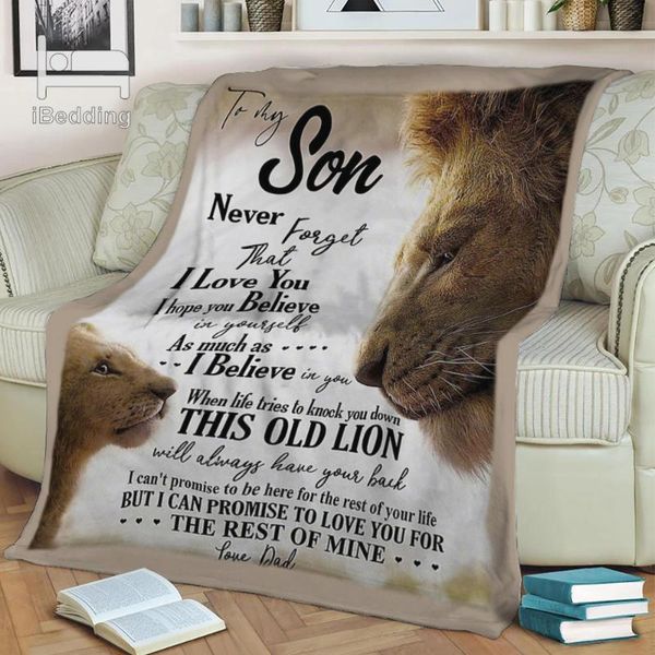 

blankets warm letter gift dad to son flannel throw blanket printed quilts soft for sofa bed print on demand drop