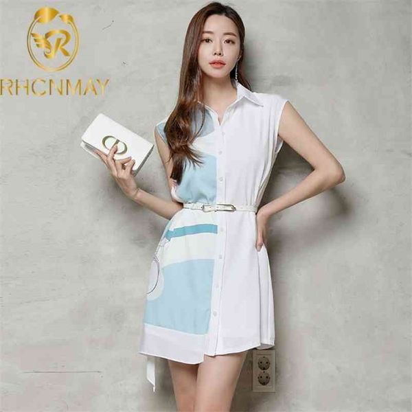 

korean women's contrasting irregular shirt dress vintage a-line dresses ol elegant work wear business vestidos 210520, Black;gray