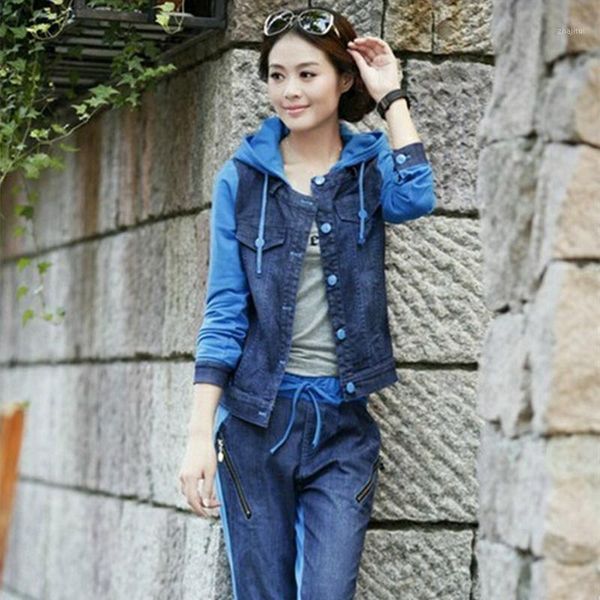 

two piece dress spring autumn womentracksuit 2021 outfits long sleeve pants fashion cowboy set sportwear plus size s-2xl, White