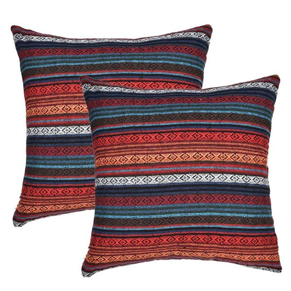 

cushion/decorative pillow decorative throw cover for couch sofa bed set of 2 bohemian retro stripe cotton pillowcase blend linen cushion