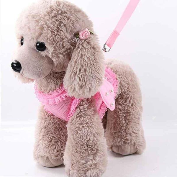 

set cute cartoon pink dog harness rope adjustable leash leads for small large dogs walking running pet accessories collars & leashes