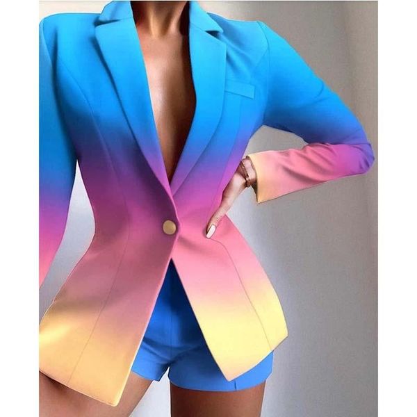 

women's suits & blazers tie dye female blazer women 2021 slim long sleeve jacket for single button autumn and jackets coat, White;black