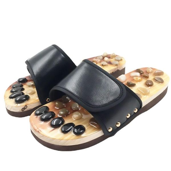 

slippers aleafalling innovative pebble slipper relieve foot fatigue massage reflexology acupuncture healthy shoest050, Black