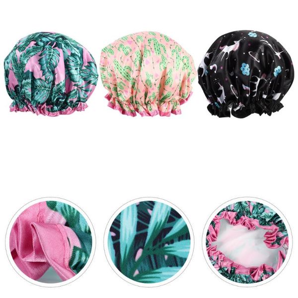 

pcs 1 set double-layer protective caps beautiful bath hats shower
