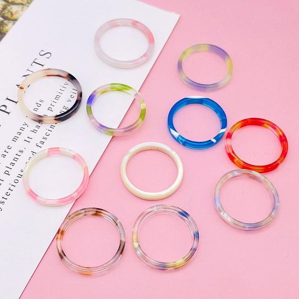 

wedding rings selling simple niche fashion personality ring korea retro color 16.5mm acetate sheet transparent, Slivery;golden