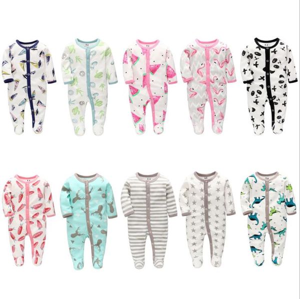 

ins baby infant clothes cotton newborn girls rompers printed infant boy jumpsuits long sleeve baby pajamas clothing elk 10 designs dw4438, Blue