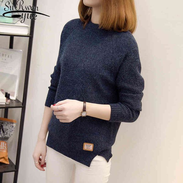 

casual knitted sweater women sweaters and pullovers autumn winter long sleeve pull femme solid pullover female 5225 50 210521, White;black
