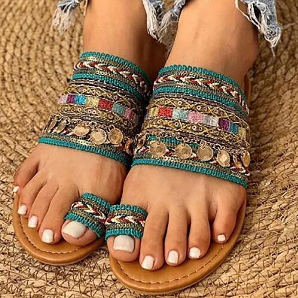 

sandals summer ladies celebrity style open toe fashion flat beach casual slippers bohemia, Black